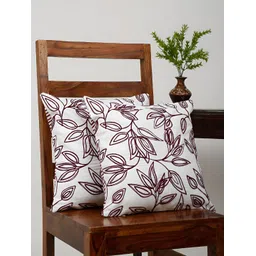 ratan cart TARAN LIVING White & Purple 2 Pieces Cotton Embroidered Square Cushion Covers-picture-29