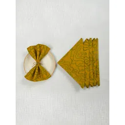ratan cart TARAN LIVING Yellow & Green 6 Pieces Printed Cotton Table Napkins-picture-16