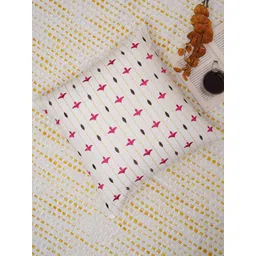 Ratan Cart White & Pink 2 Pieces Floral Embroidered Cotton Square Cushion Covers-picture-30