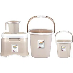 RATAN PLASTICWARE Premia Bathroom Set (Bucket 5L X 1) + (Bucket 18L X 1) + (Mug 1.5L X 1) + (Small Stool X 1) - Desert Rose|Easy to Carry | Perfect for Use in Bathrooms, Kitchen & Wet Utility Areas-picture-21