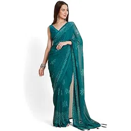 ratan Women's Georgette Batik Printed Saree with Unstitched Blouse Piece-picture-10