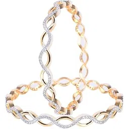 ratnavali jewels American Diamond CZ Gold Plated White Solitaire Bangles for Women/Girls RV3204W-picture-45