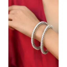 RATNAVALI JEWELS Silver-Plated AD-Studded Bangle-picture-22