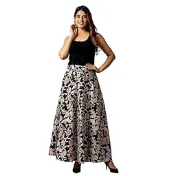 Ravaiyaa - Attitude is everything Women's Cotton Maxi Skirt (BPR-9_Black Mughal_Free Size)-picture-24