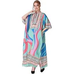 ravi rajoria Abstract Theoretical printed Crepe Maxi Length Kaftan Dress For Women Multicolor Freesize-picture-38