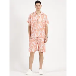 RAVINIK Printed Notched Lapel Collar Shirt With Shorts-picture-10