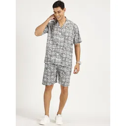 RAVINIK Printed Shirt Collar Shirt & Shorts Co-Ords image 3