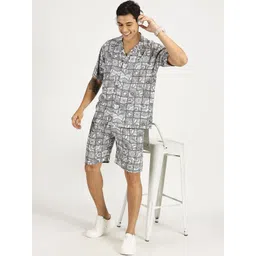 RAVINIK Printed Shirt Collar Shirt & Shorts Co-Ords image 4