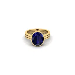 RAVIOUR LIFESTYLE Unisex Blue Sapphire Neelam Adjustable Gold-Plated Brass Finger Ring-picture-26