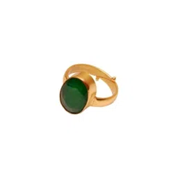 RAVIOUR LIFESTYLE Unisex Emerald (Panna) Gold-Plated Adjustable Finger Ring-picture-22