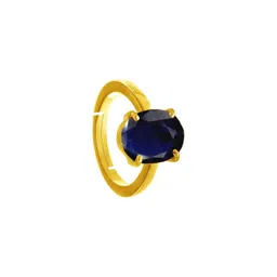 RAVIOUR LIFESTYLE Unisex Gold-Plated Blue Sapphire Finger Ring-picture-31