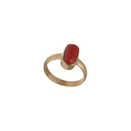 RAVIOUR LIFESTYLE Unisex Gold-Plated Moonga (Coral) 5.25 Ratti Finger Ring-picture-29