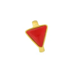 RAVIOUR LIFESTYLE Unisex Gold-Plated Red Coral Finger Ring-picture-24