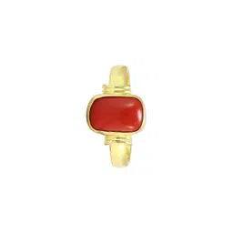 RAVIOUR LIFESTYLE Unisex Gold-Plated Red Stone Finger Ring-picture-11