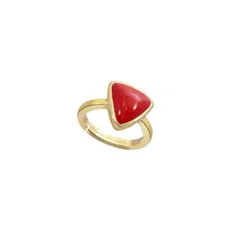 RAVIOUR LIFESTYLE Unisex Gold-Plated Red Triangle Finger Ring-picture-23