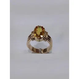 RAVIOUR LIFESTYLE Unisex Gold-Plated Yellow Sapphire Finger Ring-picture-15