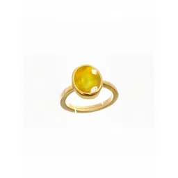 RAVIOUR LIFESTYLE Unisex Gold-Plated Yellow Stone Finger Ring-picture-15