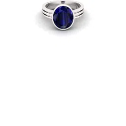 RAVIOUR LIFESTYLE Unisex Rhodium-Plated Brass Blue Sapphire Gemstone Adjustable Finger Ring-picture-16