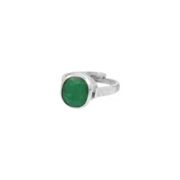RAVIOUR LIFESTYLE Unisex Silver-Plated Emerald Stone Finger Ring-picture-41