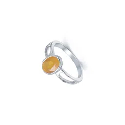 RAVIOUR LIFESTYLE Unisex Silver-Plated Yellow Sapphire Finger Ring-picture-41