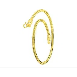 raviour lifestyle Yellow Plain Chimes Chain for Men Golden Chain for Boys Classic Stainless Steel Flat Curb Neck Chain for Men and Boys-picture-18