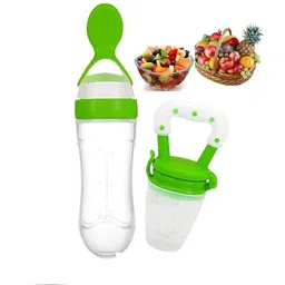 ravuk BPA Free Squeeze Style Bottle Feeder with Dispensing Spoon and Fruit Feeder - Silicone-picture-23