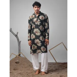 Rawayi Men Floral Printed Thread Work Kurta-picture-28
