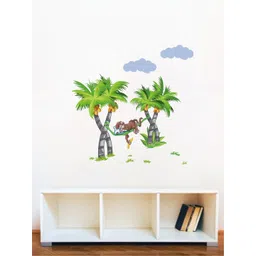 rawpockets Green Monkey on Coconut Tree PVC Vinyl Wall Stickers-picture-27