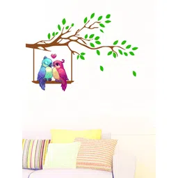 rawpockets Home Multicoloured Love Birds On Tree PVC Vinyl Wall Stickers-picture-22