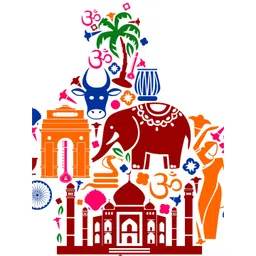 rawpockets Multicolored Indian Culture Map PVC Vinyl Wall Stickers image 3