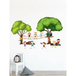 rawpockets Multicoloured Kids Play with Friends in Forest Wall Sticker-picture-13