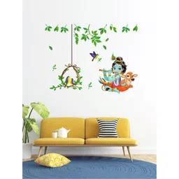 rawpockets Multicoloured Lord Krishna With birds Wall Sticker-picture-11