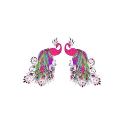 rawpockets Pink & Purple Peacock Pair Wall Sticker image 3