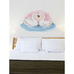 rawpockets Pink & White Beautiful Swan with Heart-In Background Wall Sticker-picture-13