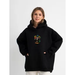 RAYACLOSET Women Printed Hooded Sweatshirt-picture-36