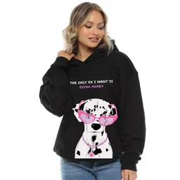 RAYACLOSET Women Printed Hooded Sweatshirt-picture-26