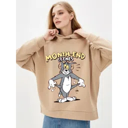 RAYACLOSET Women Printed Hooded Sweatshirt-picture-27