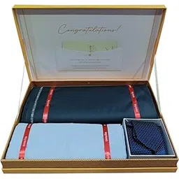 raymond fabrics Fabrics Men's Unstitched 3.25 Meters Suit Fabric Set with Tie, Pocket Square and Shirt Piece (Multicolour, All Weather Fabric,Attractive Box,Premium Fabric) (MULTICOLOUR 4)-picture-27