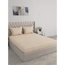 Raymond Home Beige 210 TC King Bedsheet with 2 Pillow Covers-image-11