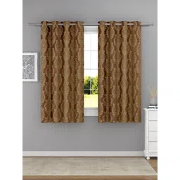 Raymond Home Brown & Gold-Toned 2 Pcs Ethnic Motifs Window Curtains-image-7