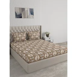 Raymond Home Brown Geometric 104 TC King Bedsheet with 2 Pillow Covers-image-10