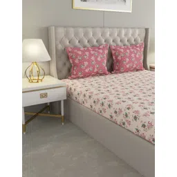 Raymond Home Camphor Pink Printed Cotton 144 TC Queen Bedsheet With 2 Pillow Covers-image-43