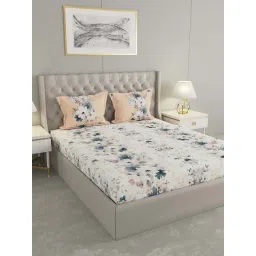 Raymond Home Camphor White & Cream 144 TC Cotton Queen Bedsheet with 2 Pillow Covers-image-22