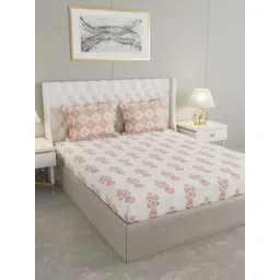 Raymond Home Camphor White Ethnic Motifs 140 TC Cotton Queen Bedsheet Set 2.29mx 2.54m-image-0