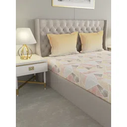 Raymond Home Camphor Yellow Geometric 144 TC Cotton Queen Bedsheet & 2 Pillow Covers-image-24