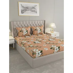 Raymond Home Insignia White & Peach Floral Printed Queen Bedsheet Set- 2.50 m x 2.25 m-picture-28