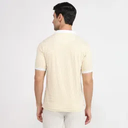 Raymond Men Modern Fit Print Pattern Pure Cotton Half Sleeve Polo Neck Casual T-Shirt Yellow image 3