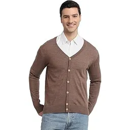 Men Regular Fit Solid Pattern Marino Wool Acryalic Blend Full Sleeve V Neck Casual Sweater-image-36