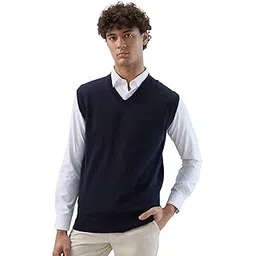 Men Regular Fit Solid Pattern Marino Wool Acryalic Blend Sleeveless V Neck Casual Winter Wear-image-22