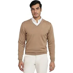 Men Regular Fit Solid Pattern Merino Wool Acrylic Blend Full Sleeve V Neck Casual Sweater-image-31
